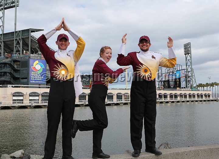 122912 Kraft SA-004.JPG - Dec 29, 2012; San Francisco, CA, USA; General view of ASU Color band members in front of McCovey Cove and AT&T Park before the 2012 Kraft Fighting Hunger Bowl at AT&T Park.